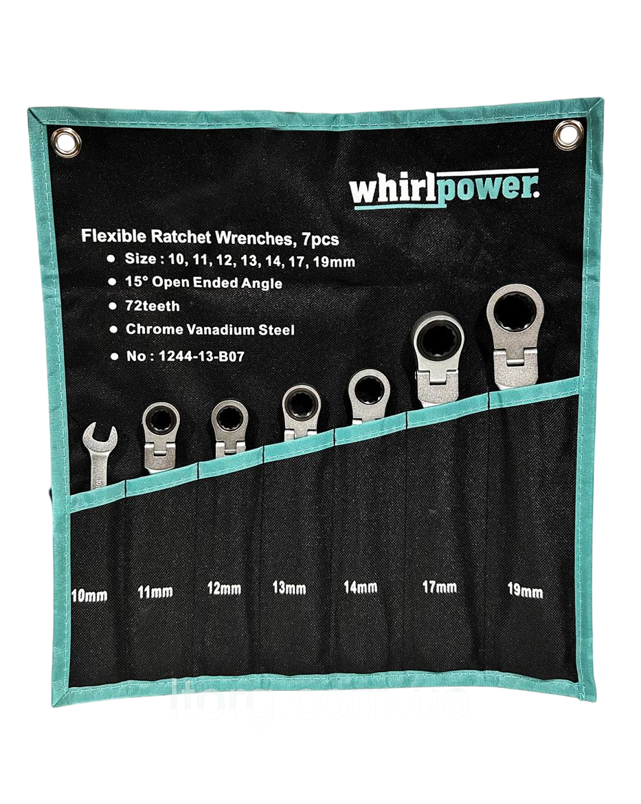 Whirlpower Набір ключів трещіточних 10-19мм 7од. з карданом чохол