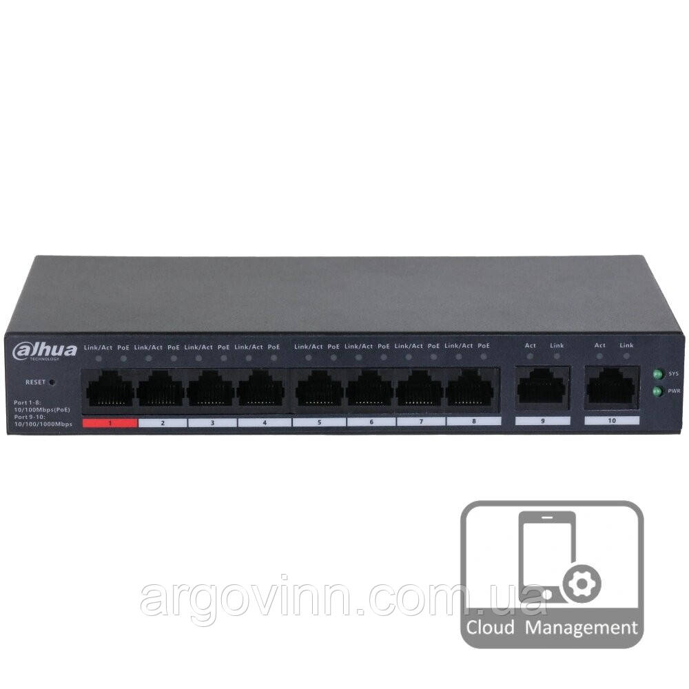 8-портовий керований з PoE Dahua DH-CS4010-8ET-110.