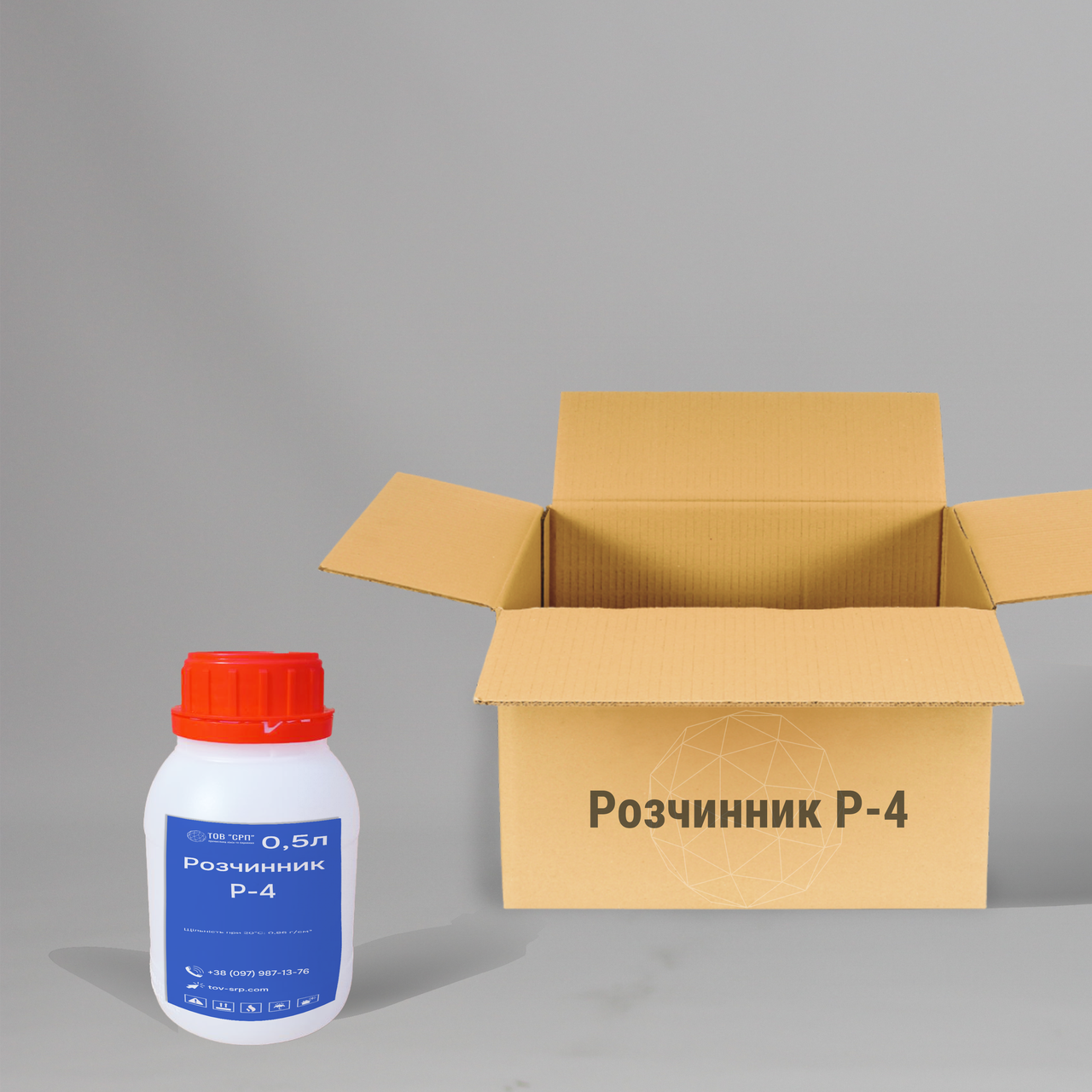 Розчинник Р-4 (без прекурсорів) у флаконах 0,5л (у коробці 32 флаконів)