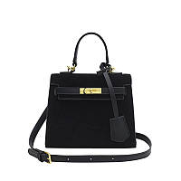 Жіноча сумка 2363 маленька замшева крос-боді чорна