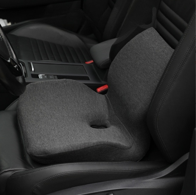 Автомобільна подушка зі спинкою для невисоких водіїв, анатомічна, 41*41*33 см Темно-сірий