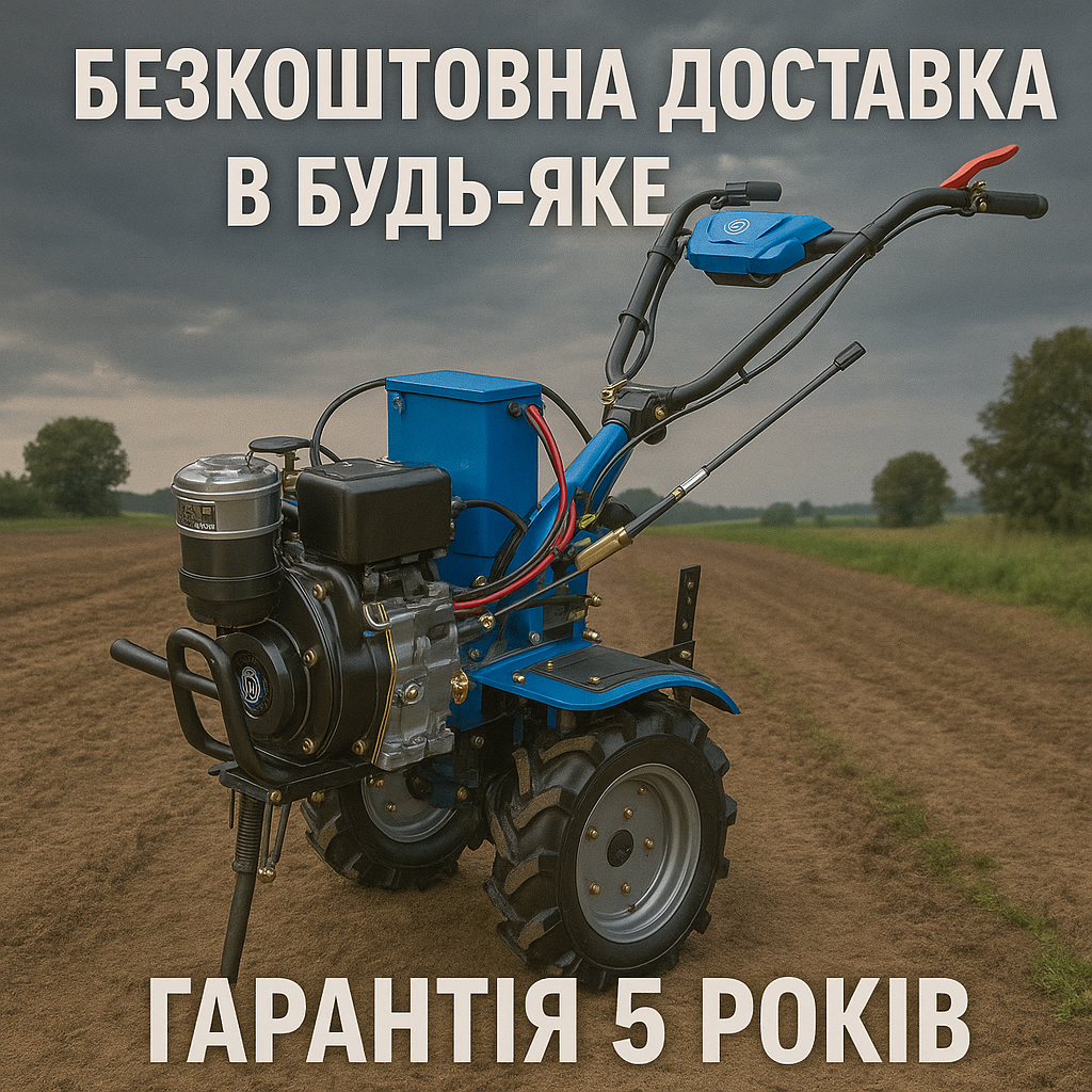 Мотоблок ДТЗ 560ДНЕ-К — дизель, електростартер, колеса 4.00-10, фрези в комплекті