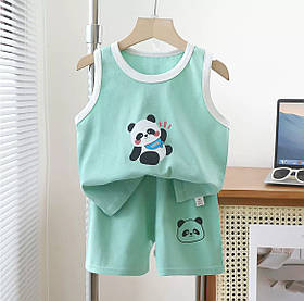 Дитячий костюм майка та шорти в м'ятному кольорі для малюків