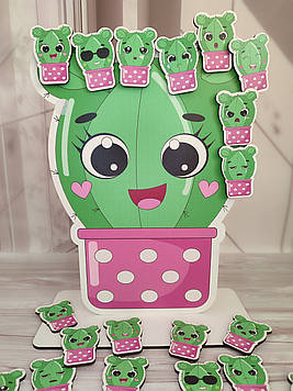 Дидактична гра для занять з дітьми "Кактус емоцій", гра на липучках