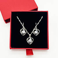 Подарок для девушки мамы жены сестры сережки и подвеска серьги кулон на цепочке сердце комплект набор украшений