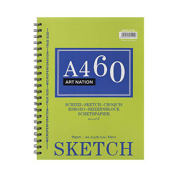 Скетчбук блокнот А4 60 аркушів на спіралі