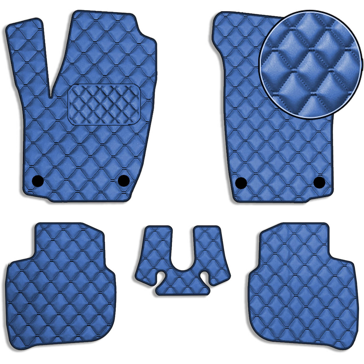 Водійський килимок для Skoda Rapid 2012- Екошкіра 1 шт (Rombus) Комплект з перемичкою (5 шт.), Сині, фото 1