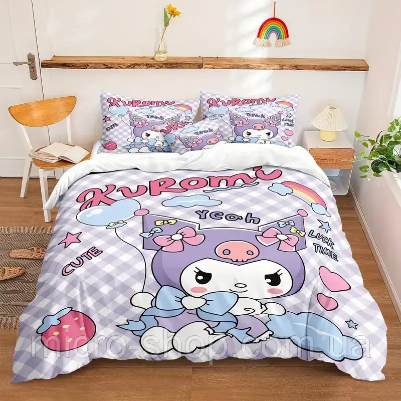 Набір дитячої постільної білизни без простирадла Sanrio Куромі Kuromi