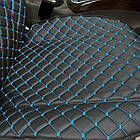 Накидки для передніх сидінь Melano Екошкіра Чорні-Синя нитка (Ромб), фото 4