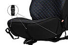 Накидки для передніх сидінь Melano Екошкіра Чорні-Синя нитка (Ромб), фото 6