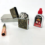 Запальничка бензинова в подарунковій коробці N5, запальничка вітрозахисна, запальничка бензин, фото 2