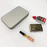 Запальничка бензинова в подарунковій коробці N5, запальничка вітрозахисна, запальничка бензин, фото 3