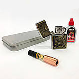 Запальничка бензинова в подарунковій коробці N5, запальничка вітрозахисна, запальничка бензин, фото 6