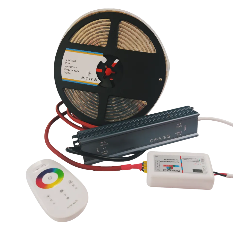 Стрічка світлодіодна 5м термостійка RGB + блок живлення 24В IP68 комплект для лазні і сауни