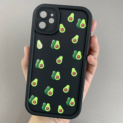 Чохол для Apple iPhone 11 чорний чохол із зеленими авокадо на телефон айфон 11 q06h, фото 1