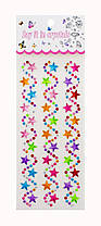 Стрази наклейки для декору Зірочки 20×7 см мікс кольорів