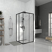 Душова кабіна розсувна, квадратна Line CUBE 900*900мм, black matt, cкло 6мм прозоре, фото 3