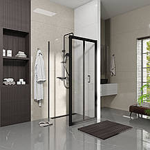 Душові двері двосекційні, Line Pro 900мм, black matt, скло 6мм прозоре, фото 4