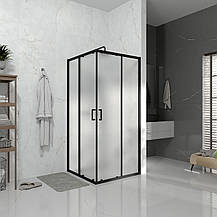 Душова кабіна розсувна, квадратна Line CUBE 900*900мм, black matt, cкло 6мм grape, фото 3
