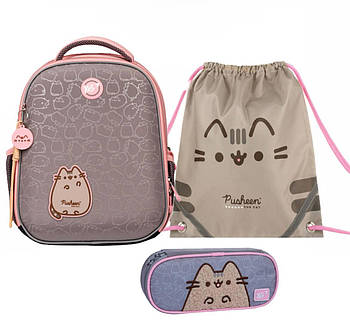 Набір рюкзак шкільний ортопедичний + пенал + сумка Yes котик Pusheen Fatty H-100 (559851К)