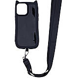 Чохол TPU GETMAN Cat Ears with CrossBody straps для Apple iPhone 14 Pro (6.1") | Через плече Black, фото 2