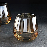 Набір низьких склянок із золотим перламутром "Золотий мед" 300мл 4шт Luminac P9309, фото 3