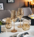 Набір низьких склянок із золотим перламутром "Золотий мед" 300мл 4шт Luminac P9309, фото 4