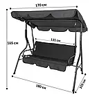 Посилена гойдалка Relax з навісом тримісна до 250 кг Grey, фото 2