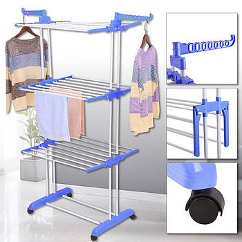 Складна сушарка для білизни до 50 кг Garment rack with wheels 173.5х70х60 см