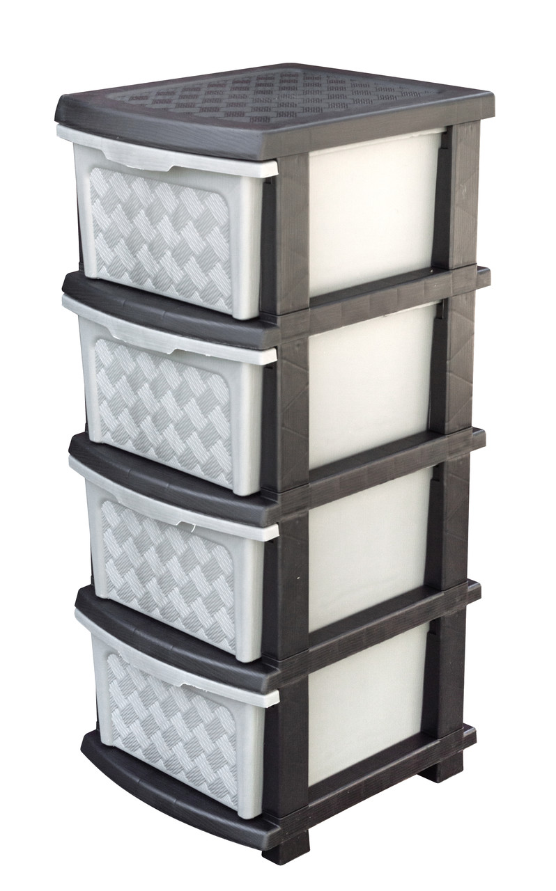 Комод пластиковий на 4 ящики "Компакт" сіро-чорний Арт.04015 86*40*34 см (R plastic)