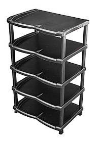 Полиця для взуття пластикова на 5 ярусів Нормал NEW чорна Арт.17502 60*45*30 см (R plastic)