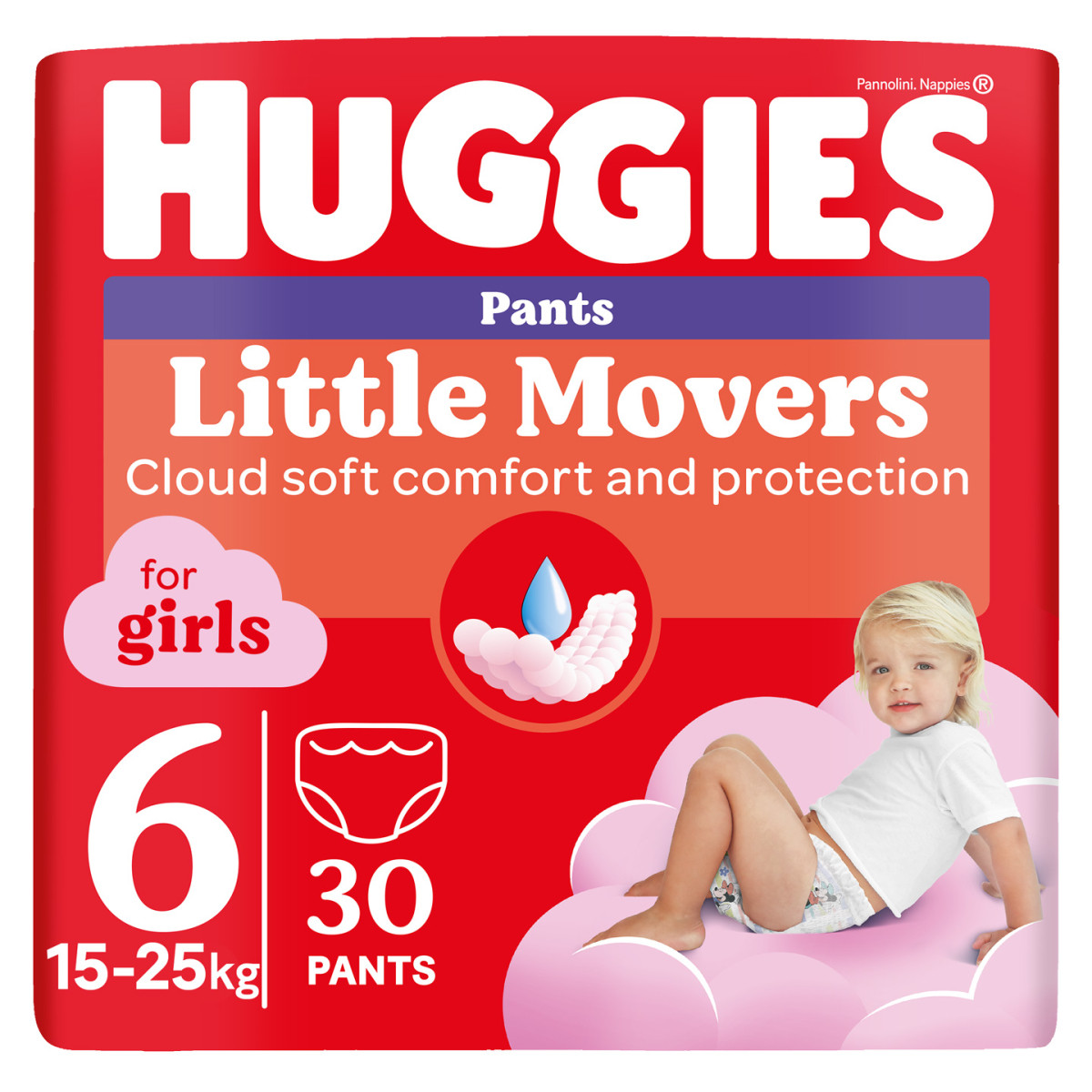 Підгузки-трусики дитячі Huggies Pant Girl розмір 6 (15-25кг) Jumbo 30 шт