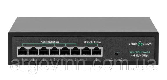 Некерований POE комутатор GreenVision GV-015-D-06+2P