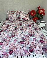 Полуторний комплект якісної  постільної білизни Бязь Gold Lux    150*220 "ПІОНИ"