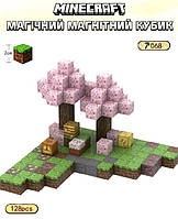 Магнітний конструктор Minecraft Сад сакури 128шт + 4 фігурки Майнкрафт Дитячий конструктор на магнітах