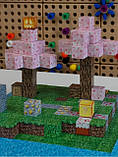 Магнітний конструктор Minecraft Сад сакури 128шт + 4 фігурки Майнкрафт Дитячий конструктор на магнітах, фото 4