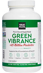 Vibrant Health Green Vibrance Рослинний суперфуд, ферменти, пробіотики, 240 капсул на 15 днів. До 05/2027