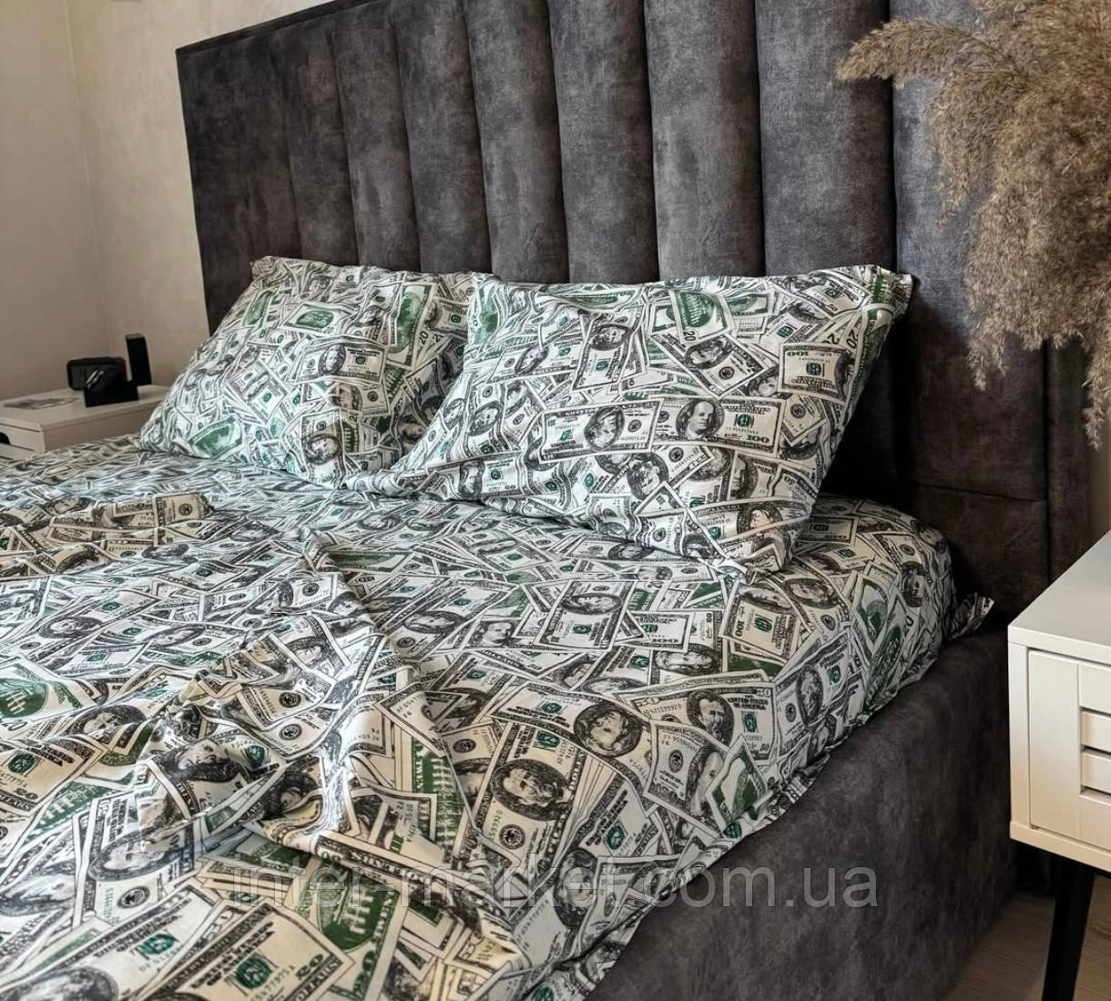 Полуторний комплект якісної постільної білизни Бязь Gold Lux 150*220 "ДОЛАР"