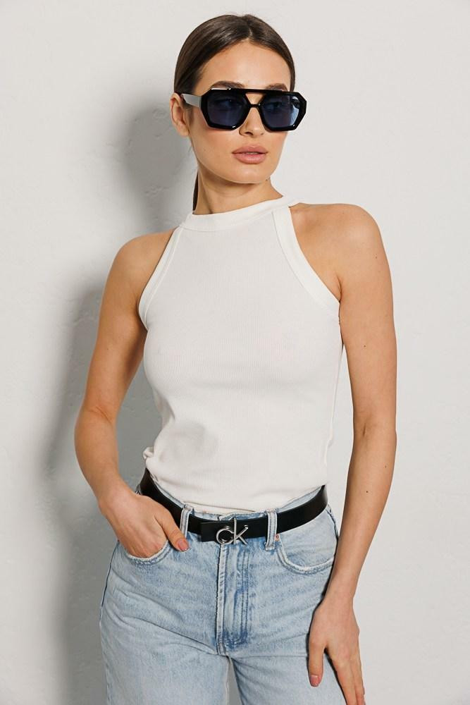 Кроп-топ жіночий в рубчик з американською проймою молочний Modna KAZKA MKAR46746-1, фото 1