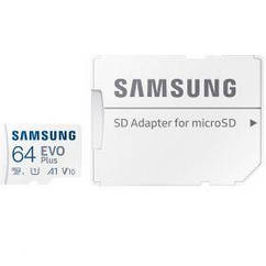 Картка пам'яті MicroSDXC 64 GB UHS-I/U3 Class 10 Samsung Evo Plus R160MB/s + SD-адаптер (MB-MC64SA/EU)