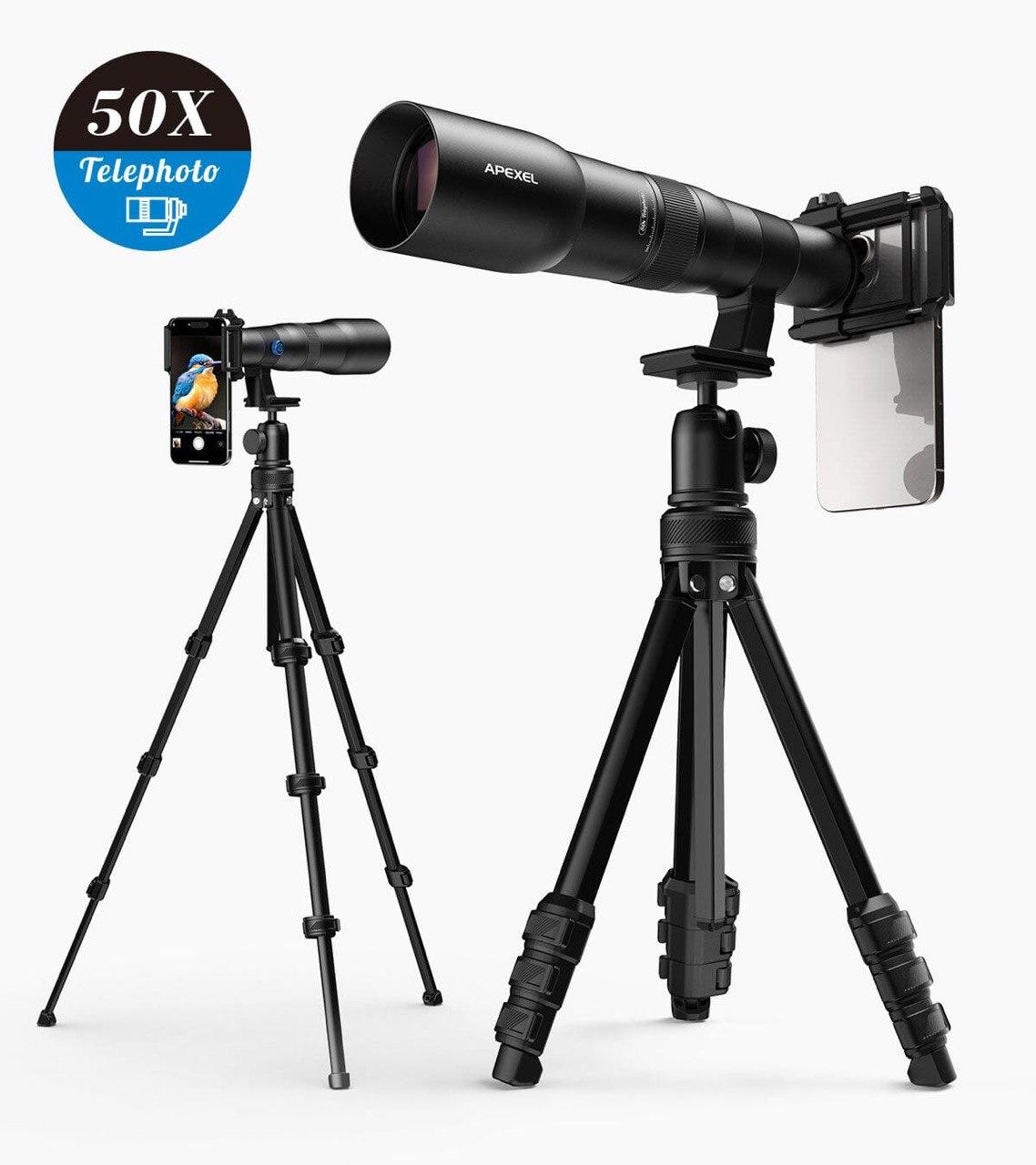 Телеоб'єктив для смартфона Apexel APL-T50XJJ029 монокулярний телеоб'єктив 50X зі штативом