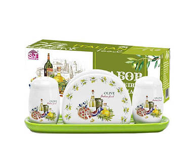 Набір для солі і перцю з серв. на керам. підставці Італійські страви 6912-13 ТМ SNT FG