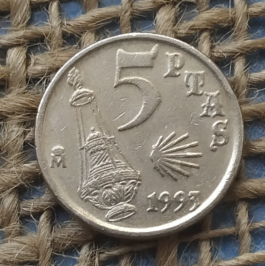 5 песет 1993 року.  Iспанiя