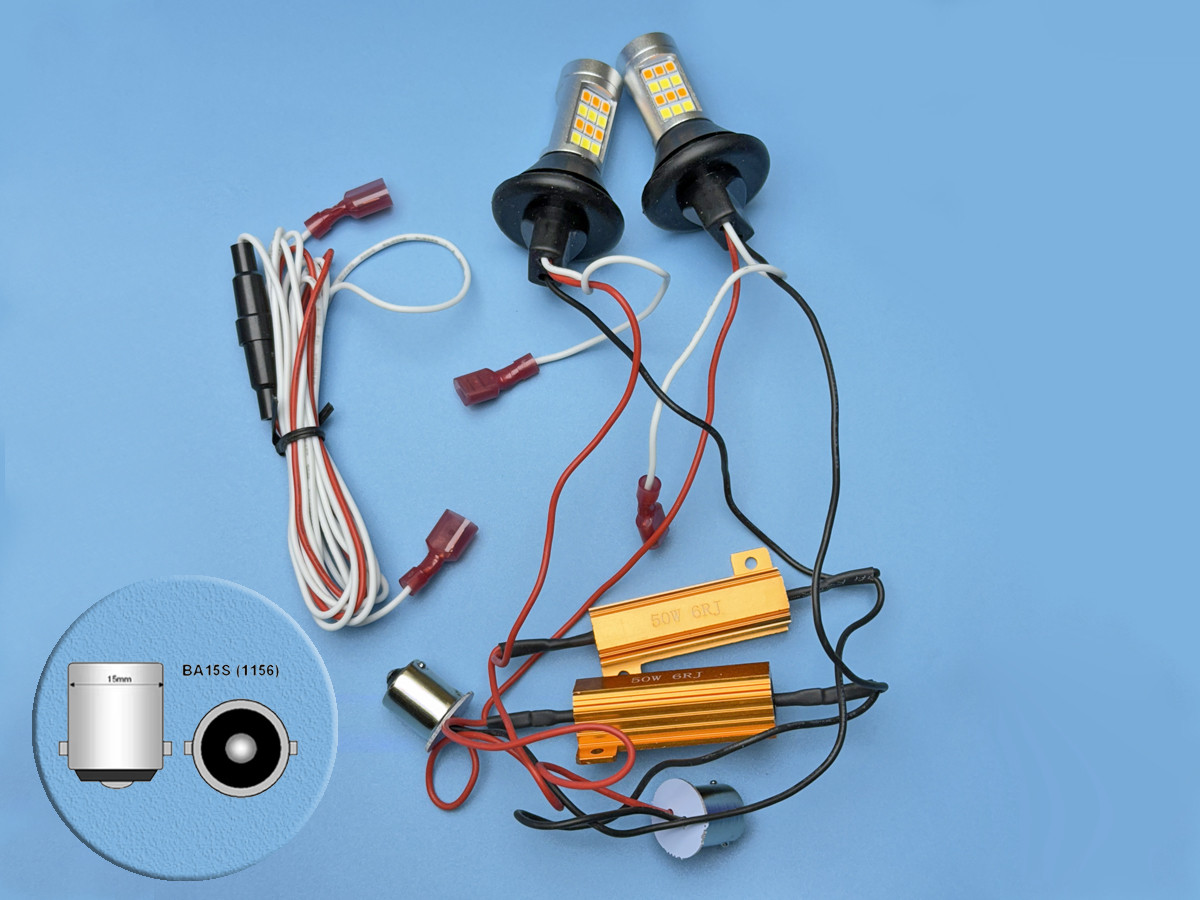 Світлодіодні лампи 2в1 DRL+Поворот 1156 BA15S P21W 12V CANBUS 42 LED SMD 2835 — ДХВ + Поворотник, комплект 2 шт