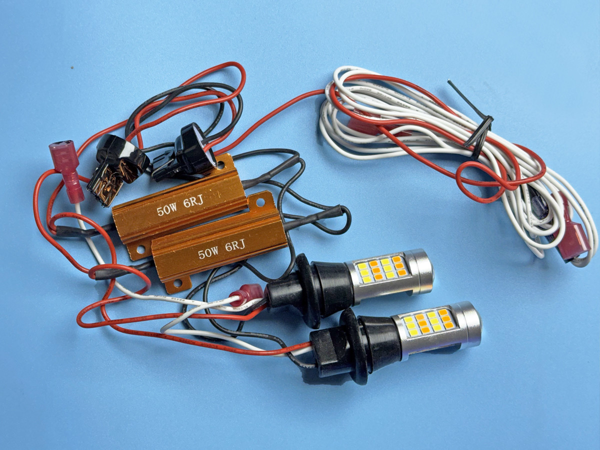 Світлодіодні лампи 2в1 DRL+Поворот 7440 W3x16d T20 12V CANBUS 42 LED SMD 2835 — ДХВ + Поворотник, комплект 2 шт, фото 1