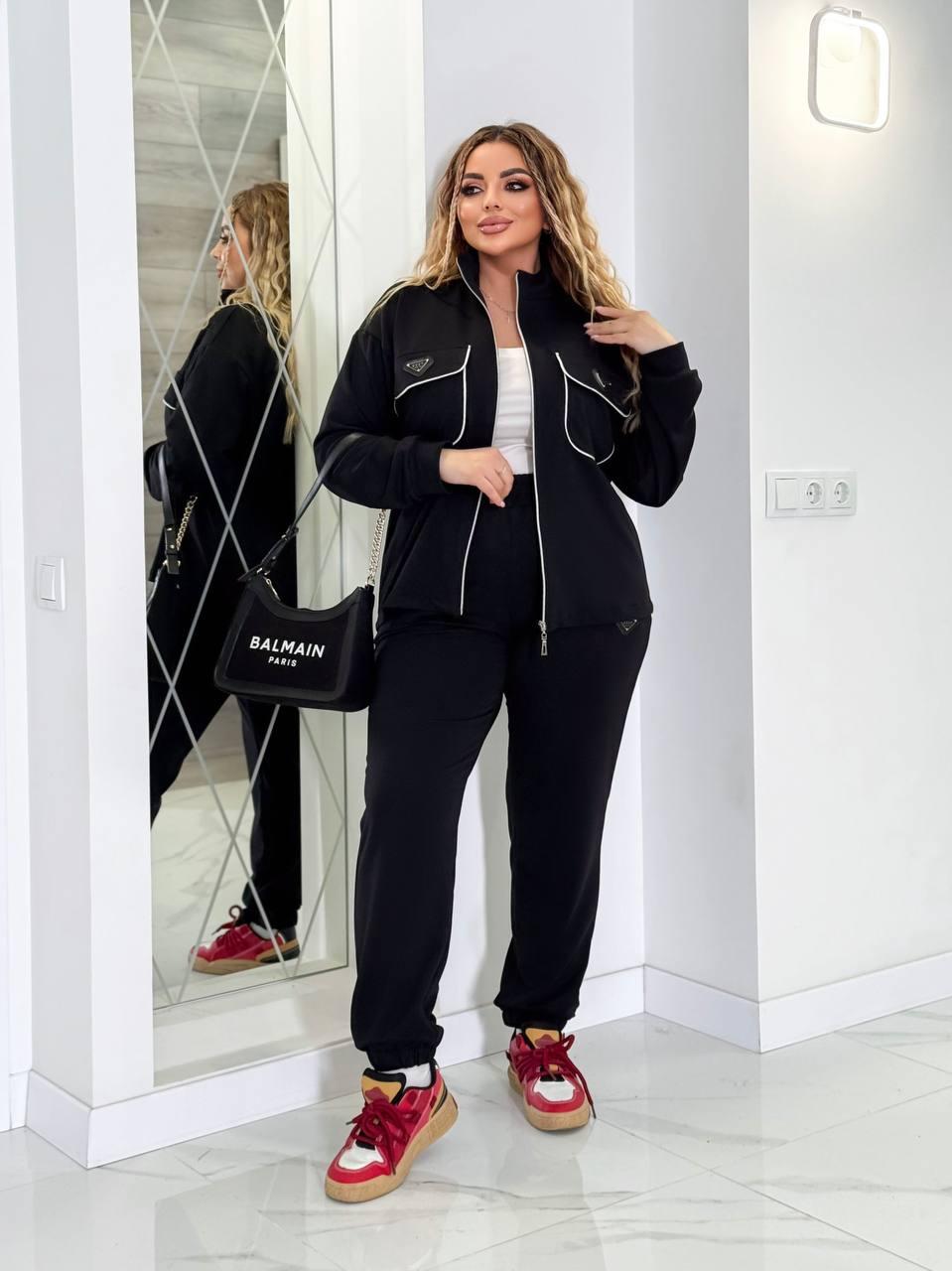 Жіночий спортивний костюм весна/осінь великого розміру plussize 48-58 кофта на блискавці і джогери