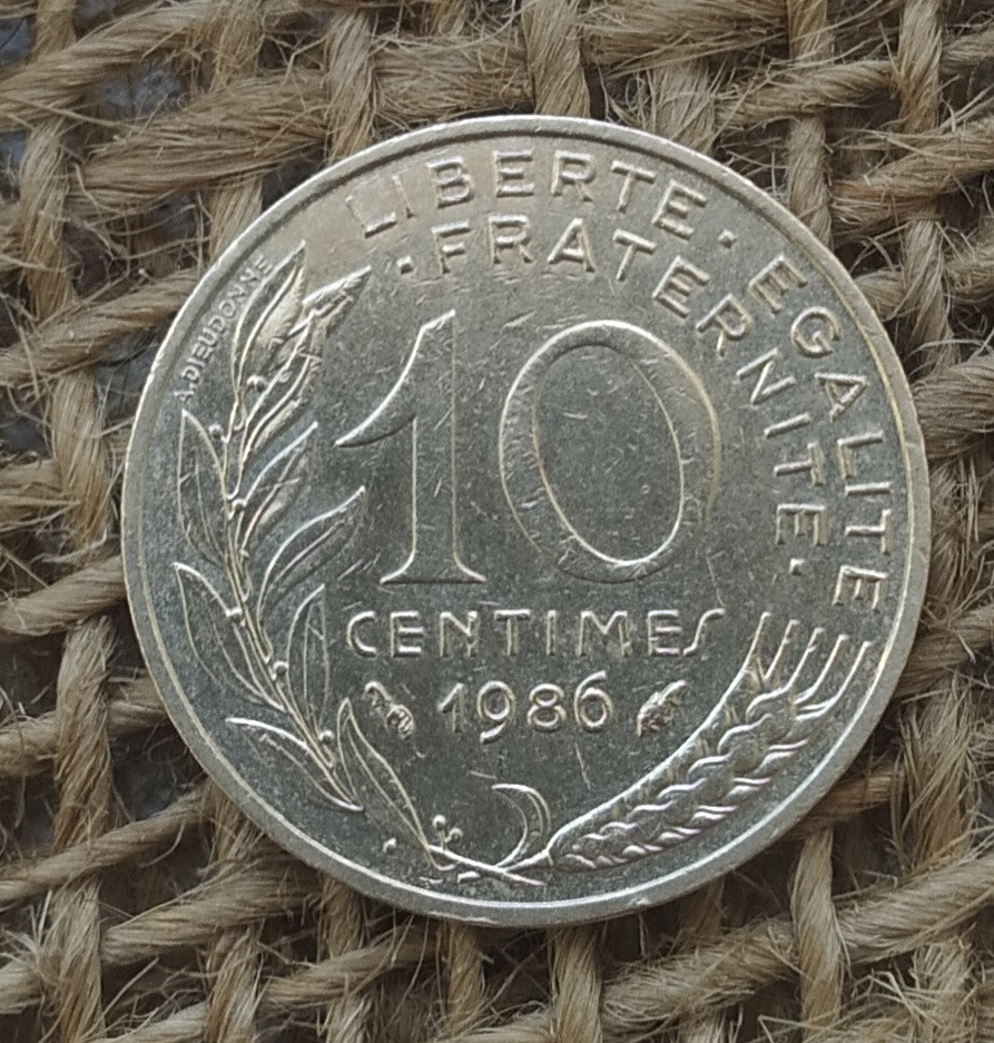 10 сантимiв 1986 року францiя