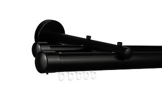 Zegar Карниз для штор подвійний Техно 30 Чорний імпресійний,Заглушка