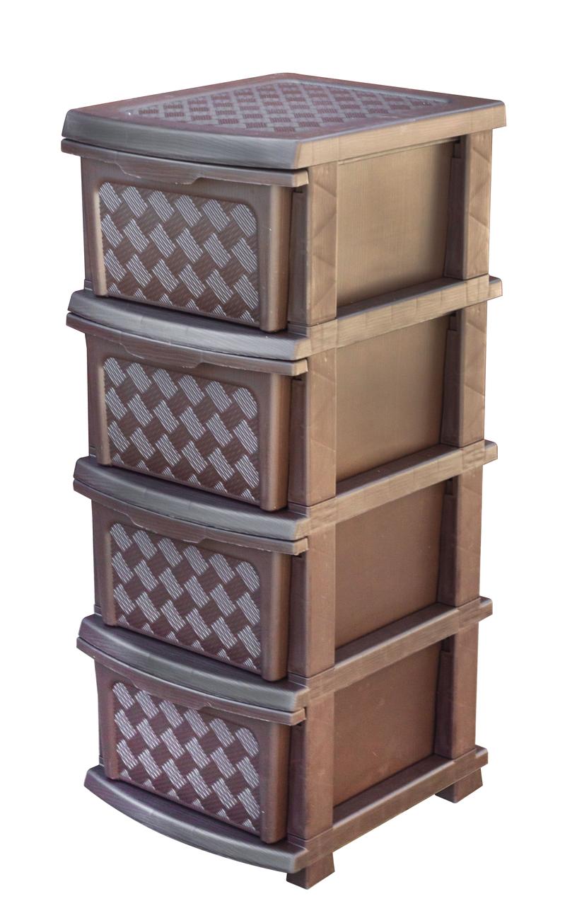 Комод пластиковий на 4 ящики Компакт коричневий Арт.04011 86*40*34 см (R plastic)