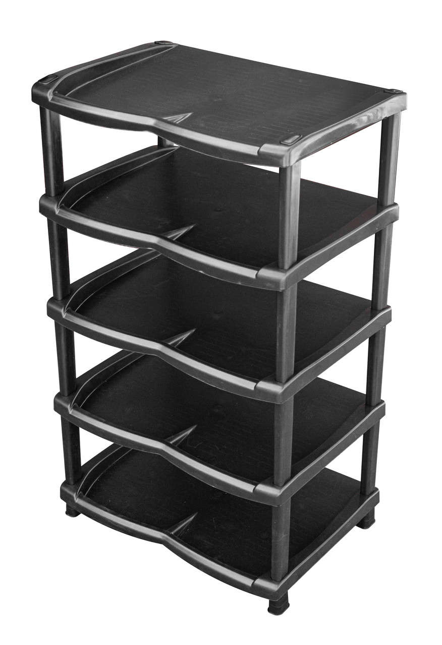 Полиця для взуття пластикова на 5 ярусів Нормал NEW чорна Арт.17502 60*45*30 см (R plastic), фото 1